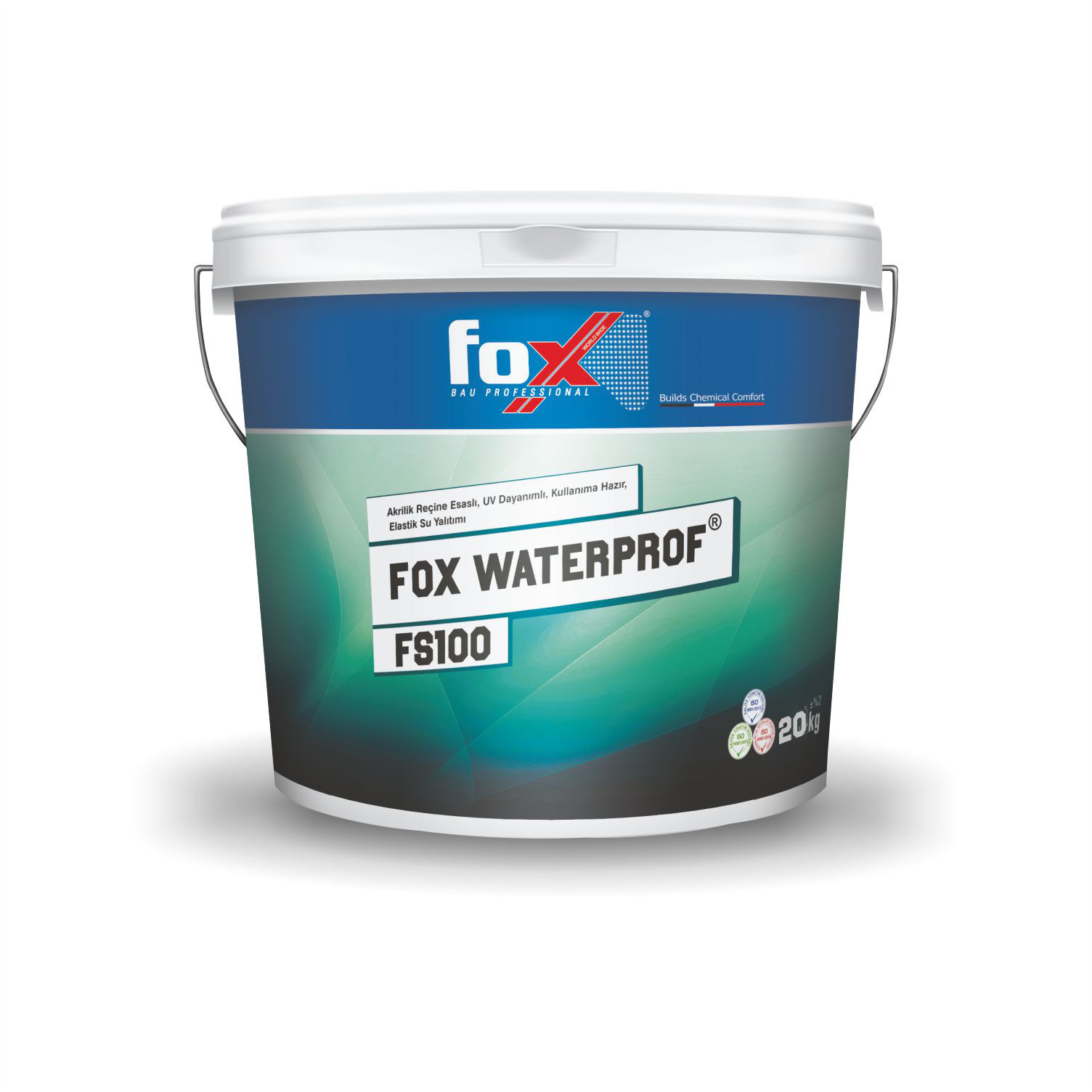 ელასტიური ჰიდროიზოლაცია აკრილის ბაზაზე FOX WATERPROF®  FS100 20kg — თხევადი ჰიდროიზოლაცია